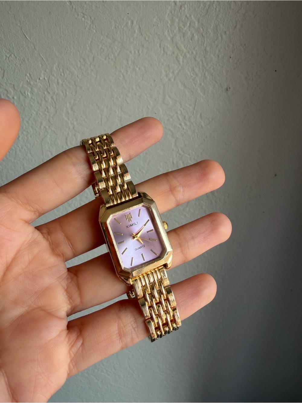 Ximili Women's Gold Bracelet Watch with Purple Dial